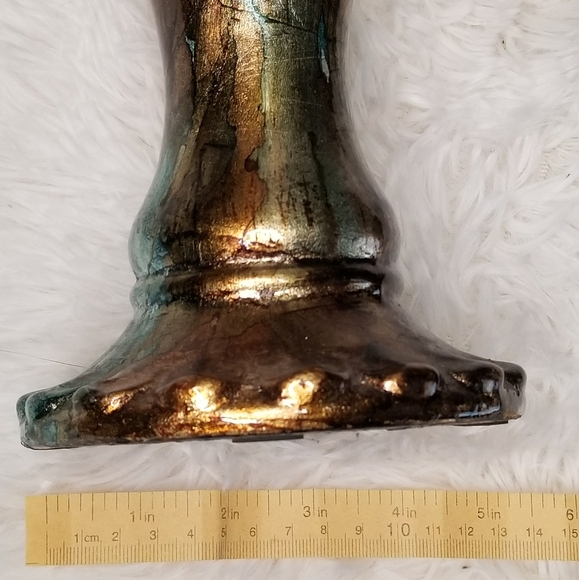 Teal & Bronze Candle Stand 11" x 5" - Picture 2 of 5